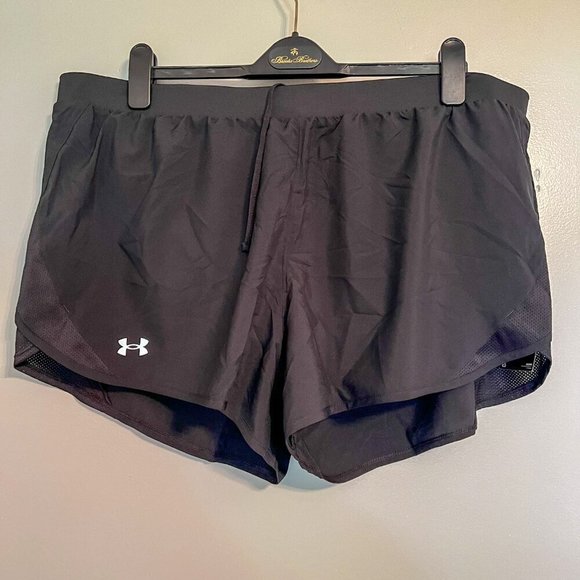 🏷️ NWT Under Armour Women's UA Fly by 2.0 Shorts Black Full Heather Size 3XL - Picture 3 of 8